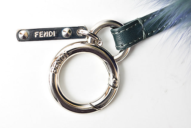 Fendi Fox Fur Calf Leather Keychain Bag Charm in Excellent Condition