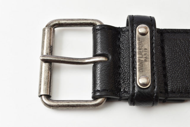 Saint Laurent Smooth Leather Belt Black