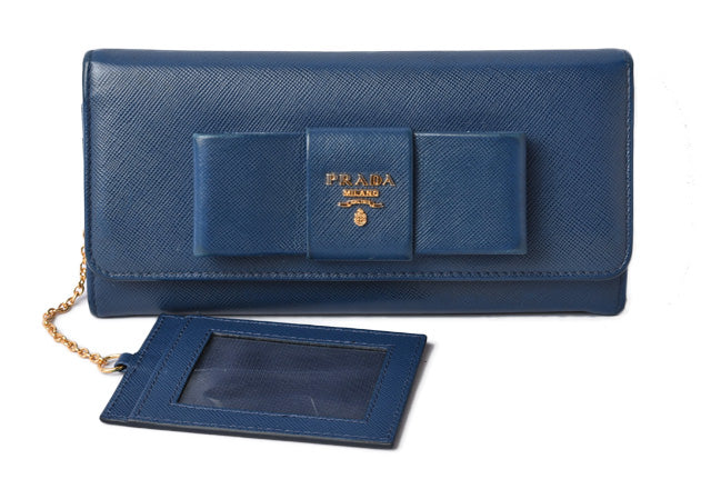 Prada Embossed Leather Long Wallet with Pass Case 1MH132 in Great Condition