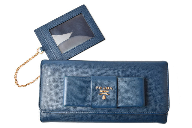 Prada Embossed Leather Long Wallet with Pass Case 1MH132