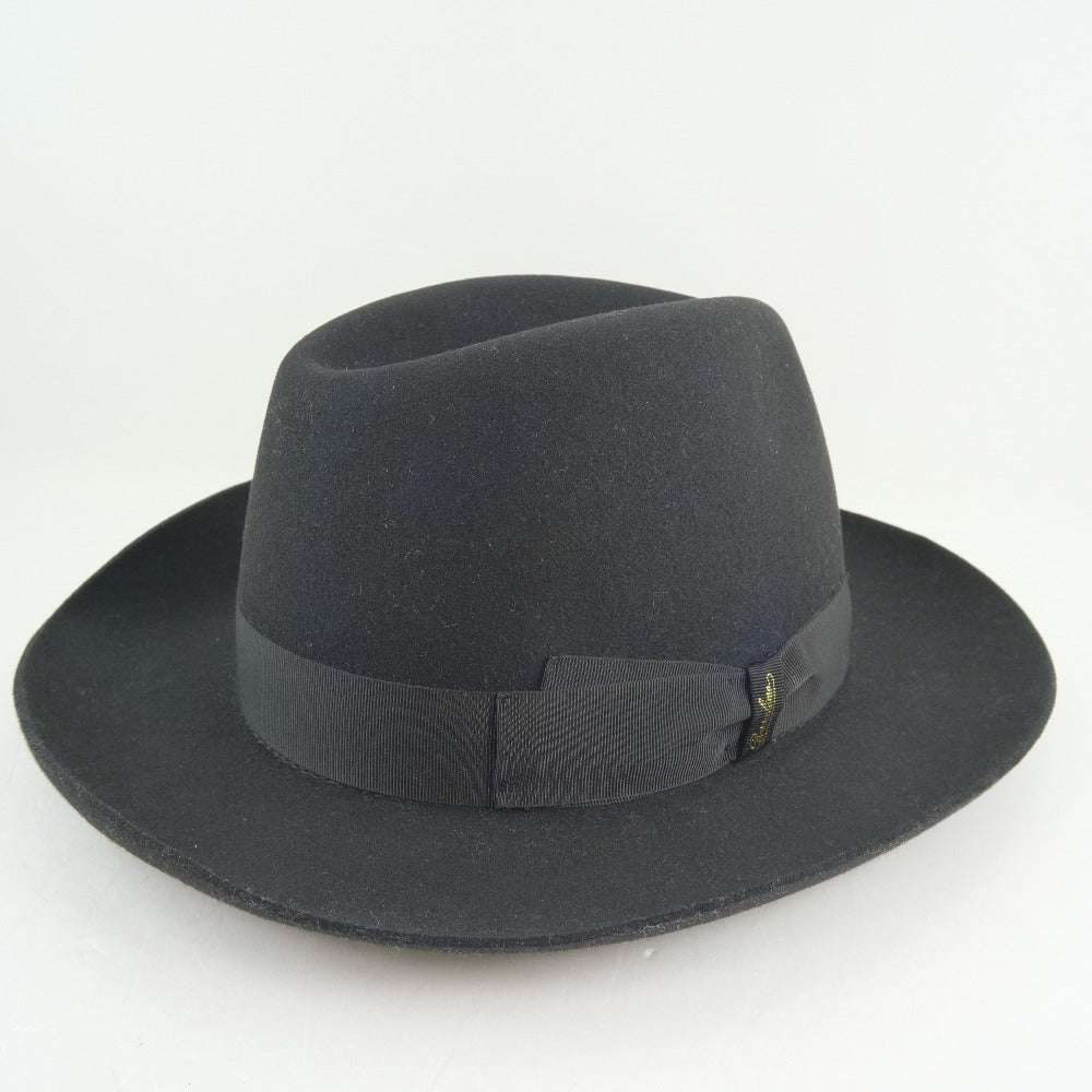 Borsalino Wool Hat with Pin Brooch Black