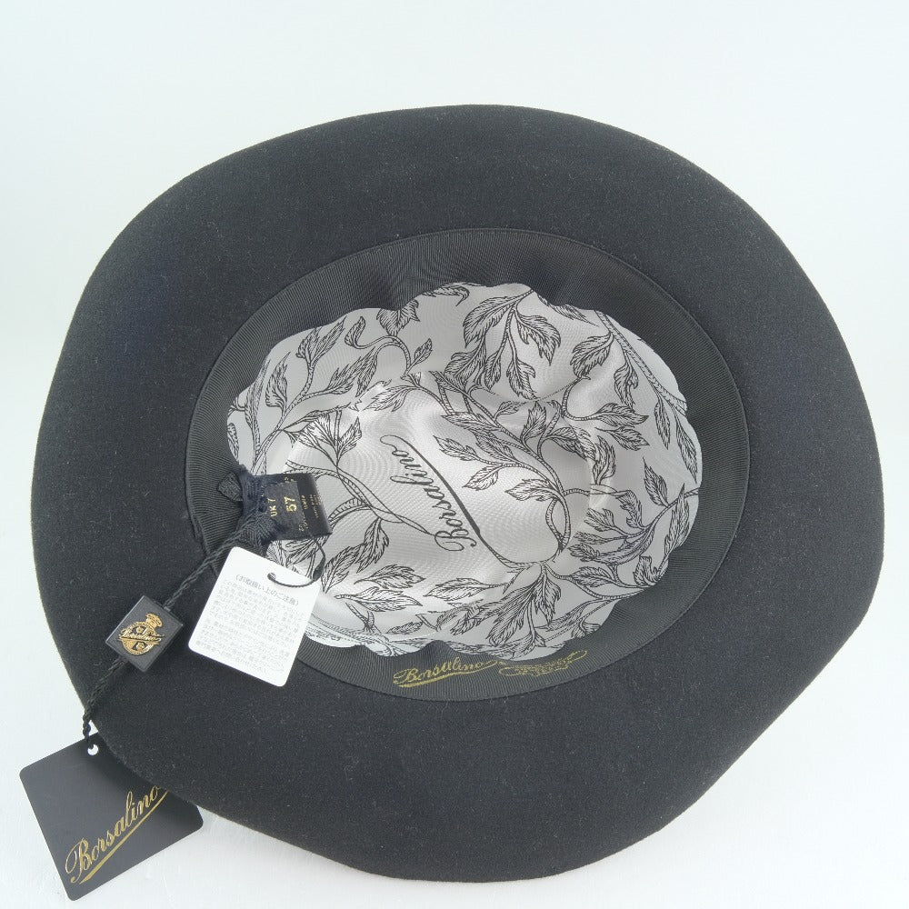 Borsalino Wool Hat with Pin Brooch Black