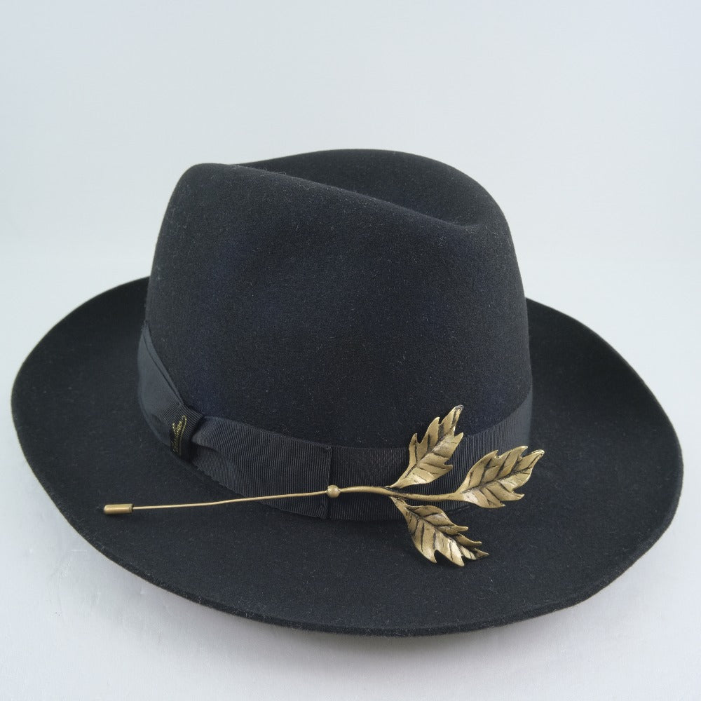 Borsalino Wool Hat with Pin Brooch Black