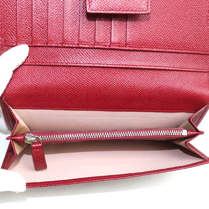 Bvlgari Leather Long Wallet Red 33744