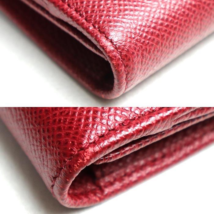 Bvlgari Leather Long Wallet Red 33744