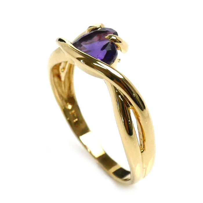 K18YG Yellow Gold Amethyst Heart Ring