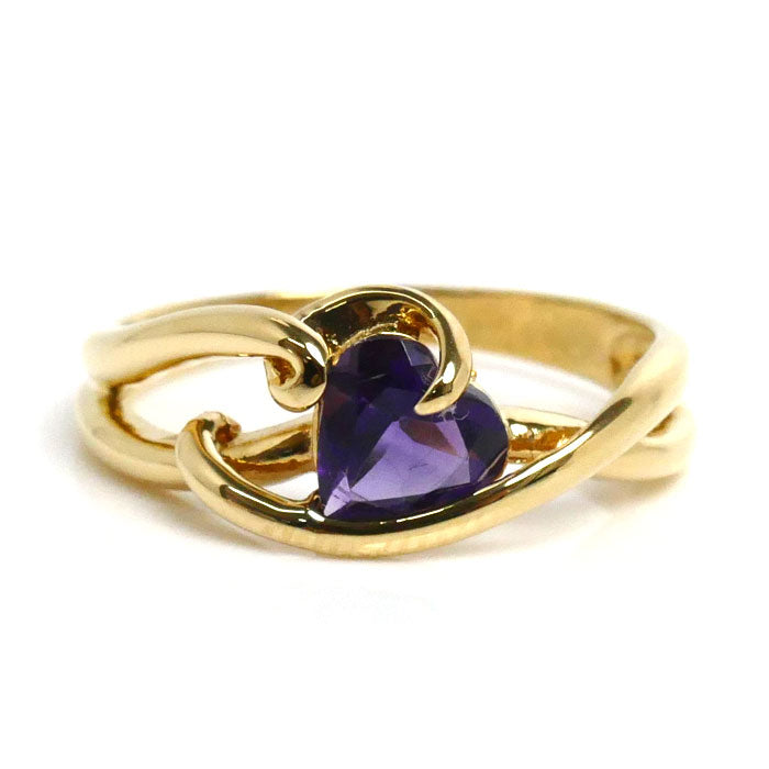 K18YG Yellow Gold Amethyst Heart Ring