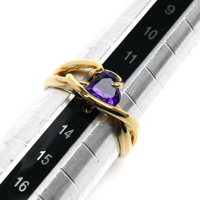 K18YG Yellow Gold Amethyst Heart Ring