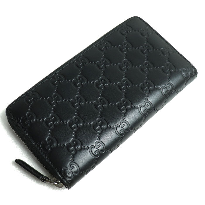 Gucci Leather Signature Zip Around Wallet Black