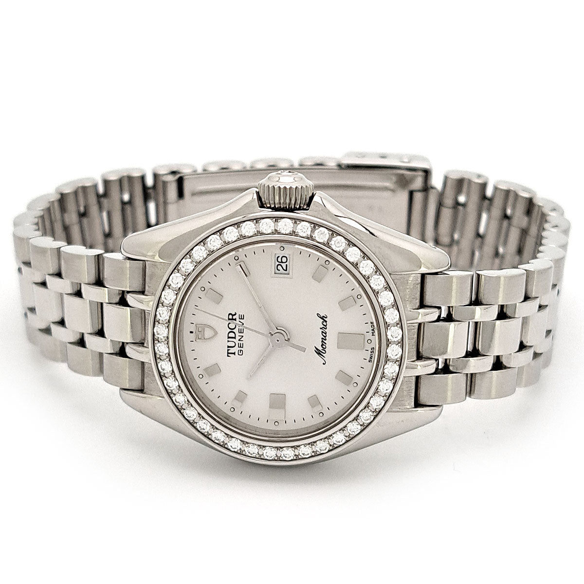 TUDOR Monarch Date Diamond Bezel 15810 Quartz Stainless Steel Women’s Pre-owned Watch 15810.0