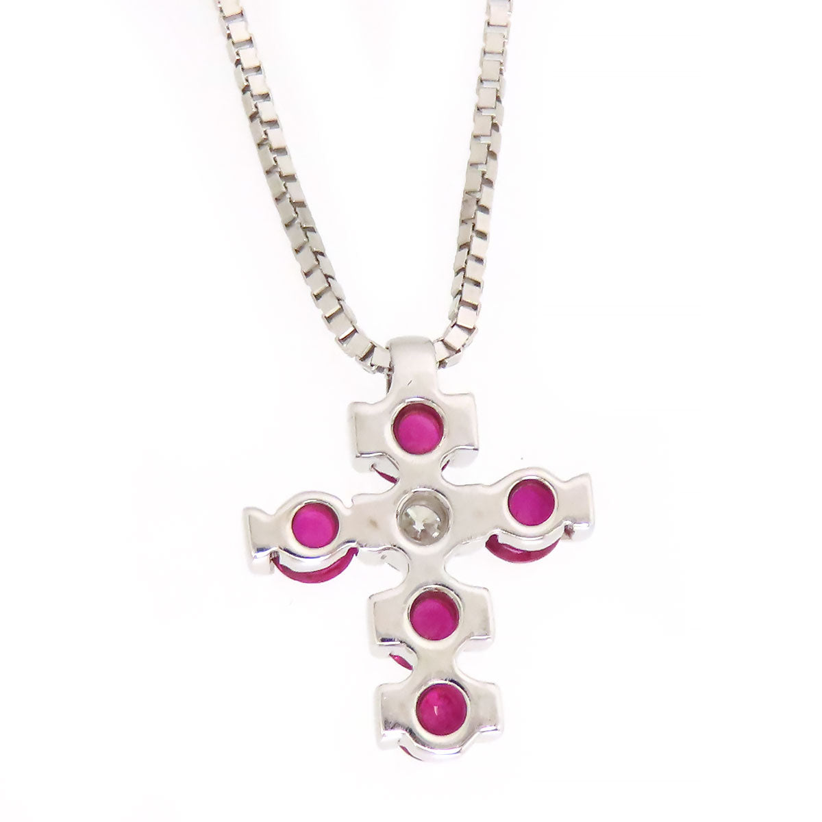 Damiani Cross Ruby Necklace 750 (K18WG) for Women -