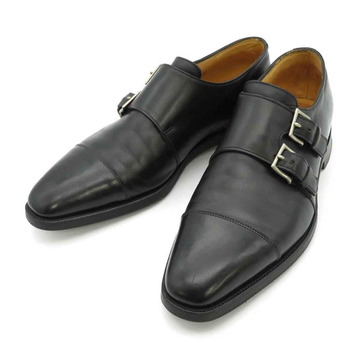 John Lobb Black Leather Double Monk Strap Shoes