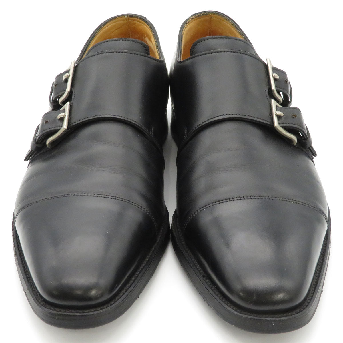 John Lobb Black Leather Double Monk Strap Shoes