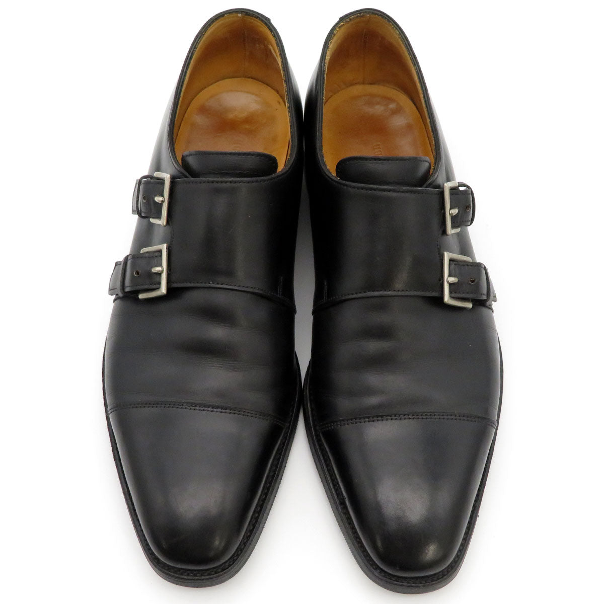 John Lobb Black Leather Double Monk Strap Shoes