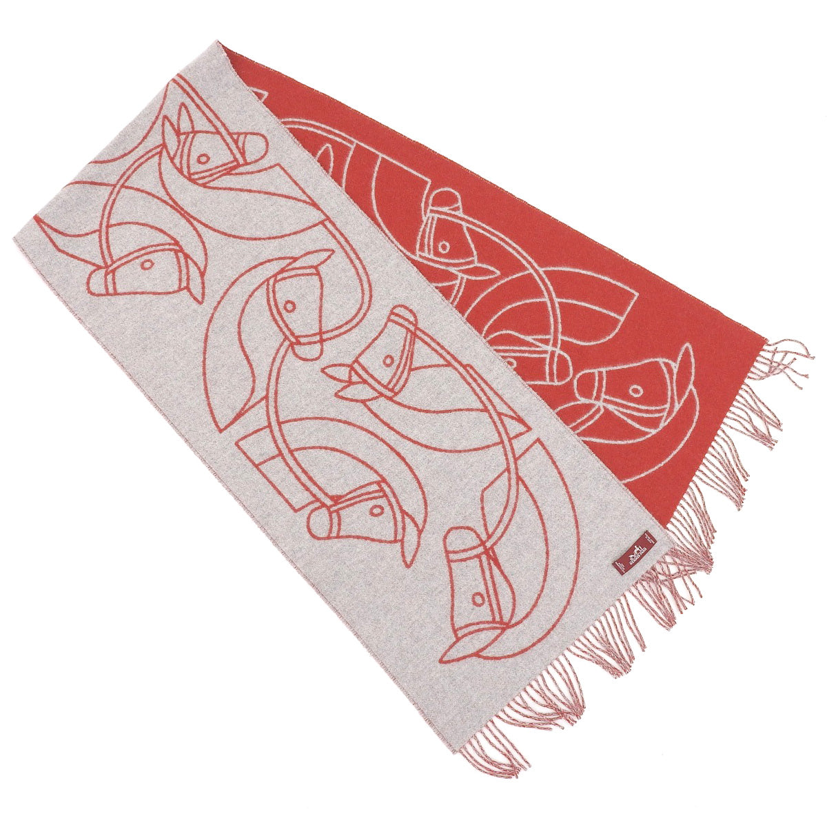 Hermes Cashmere Scarf Red Gray