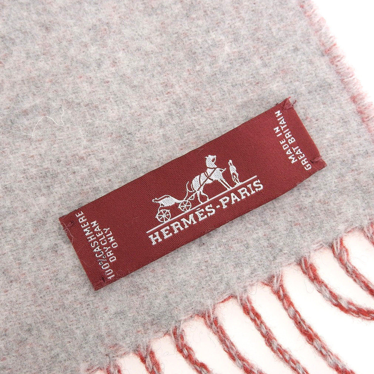 Hermes Cashmere Scarf Red Gray