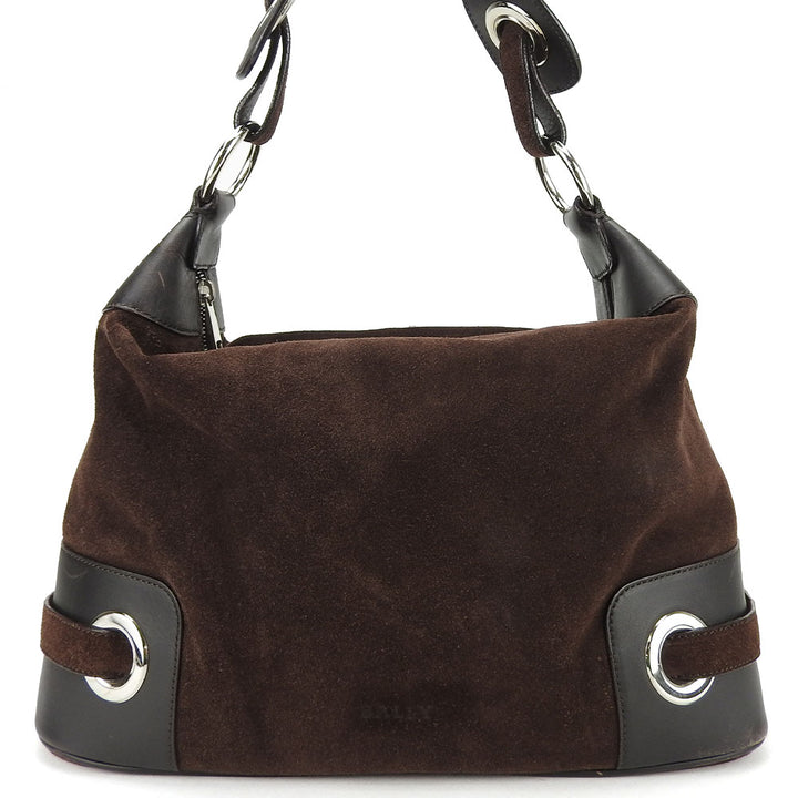 Bally Suede Leather Shoulder Bag Brown