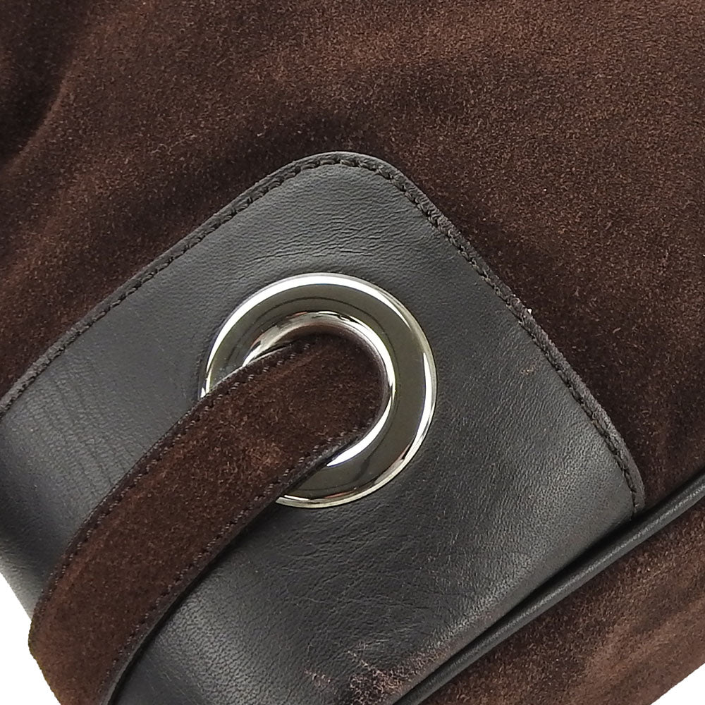 Bally Suede Leather Shoulder Bag Brown