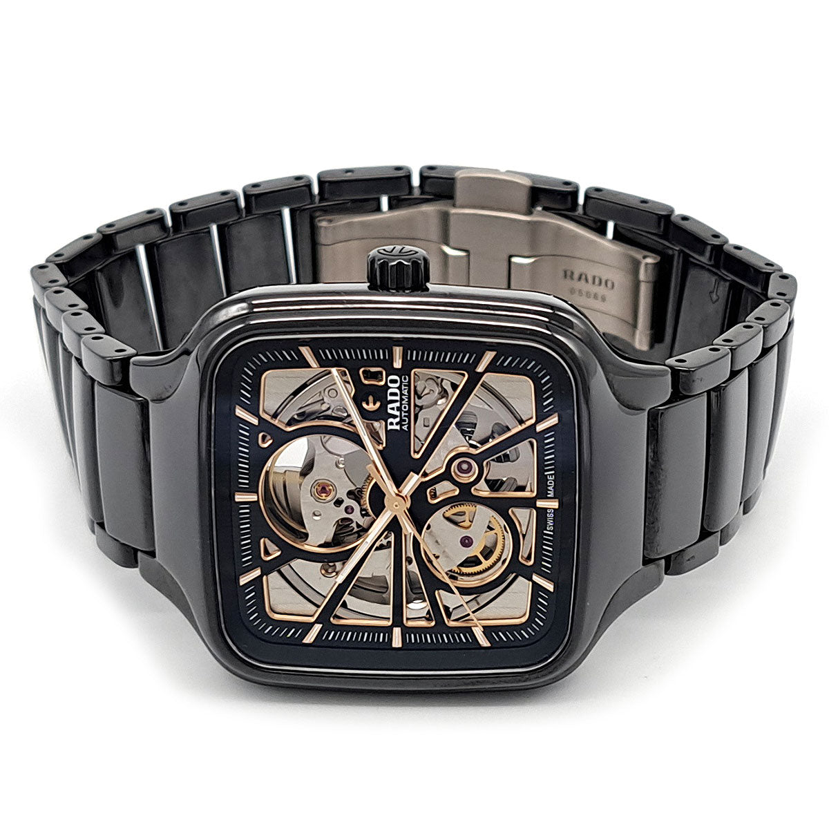 Rado True Square Open Heart Skeleton 734.6086.3 Men's Automatic Ceramic Wristwatch [Pre-Owned] 734.6086.3