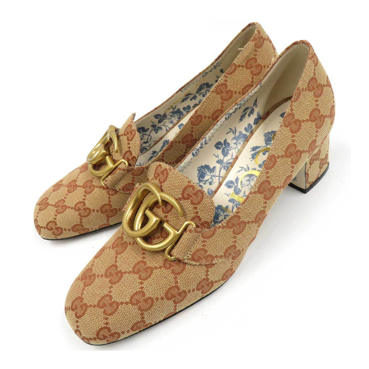 Gucci GG Marmont Mid Heel Pumps Brown