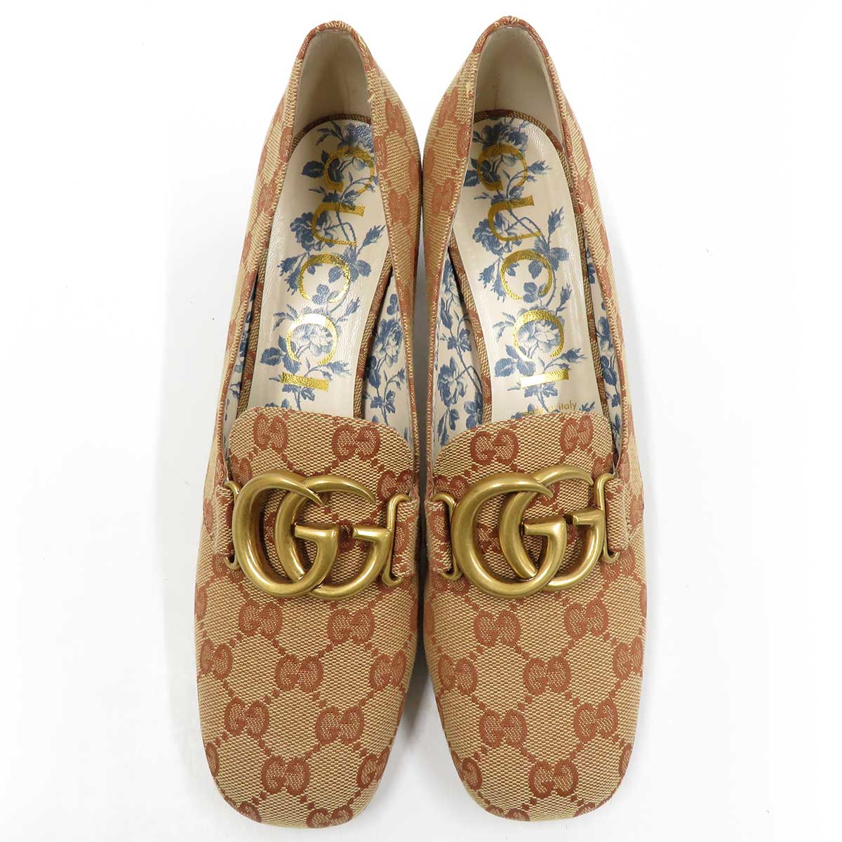 Gucci GG Marmont Mid Heel Pumps Brown