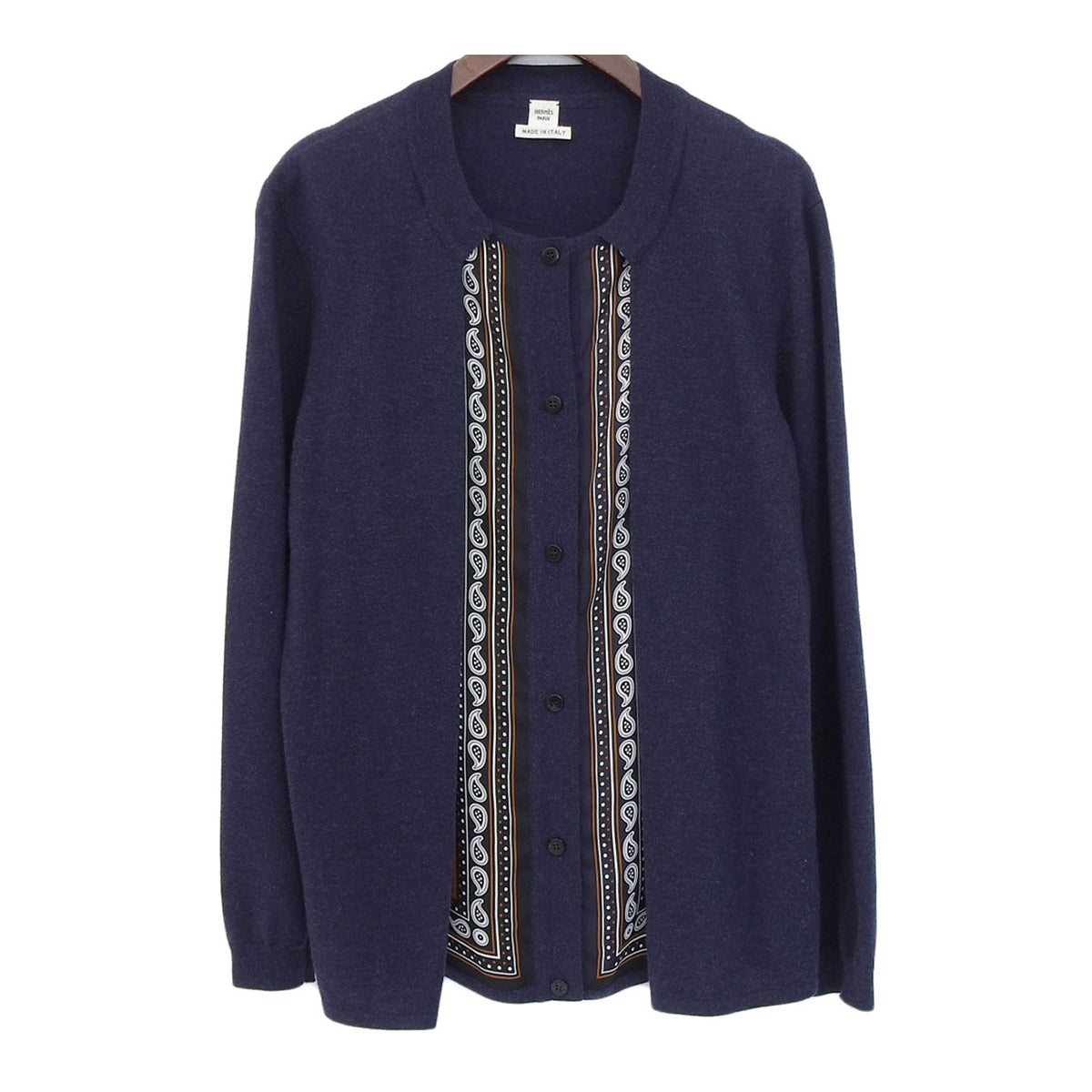 Hermes Silk Wool Cardigan Navy