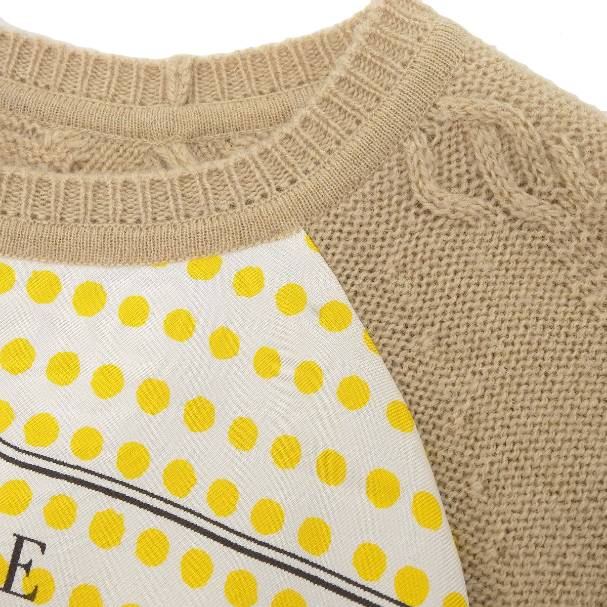 Hermes Silk Knit Sweater Beige Yellow