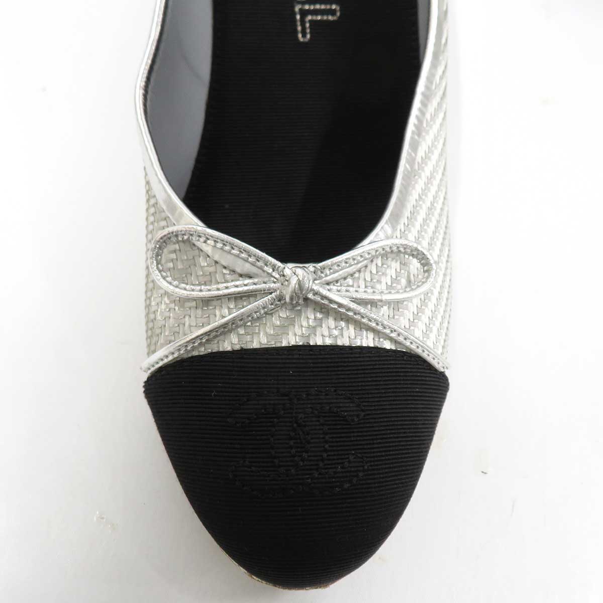 Chanel Chunky Heel Pumps Silver Black