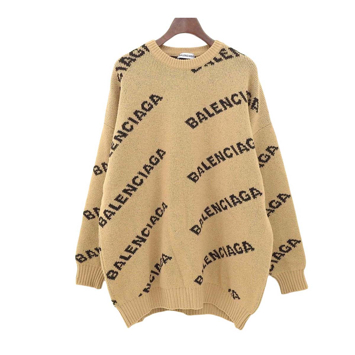 Balenciaga Logo Knit Sweater Beige