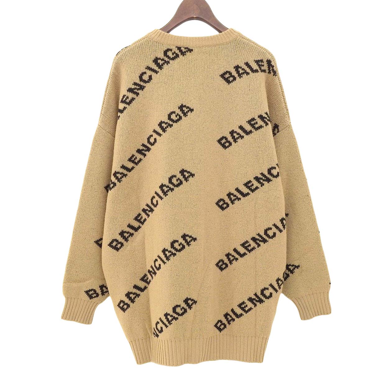 Balenciaga Logo Knit Sweater Beige