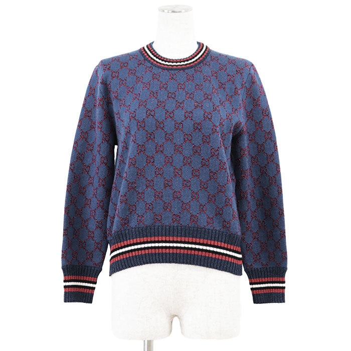 Gucci GG Monogram Metallic Wool Silk Cashmere Sweater