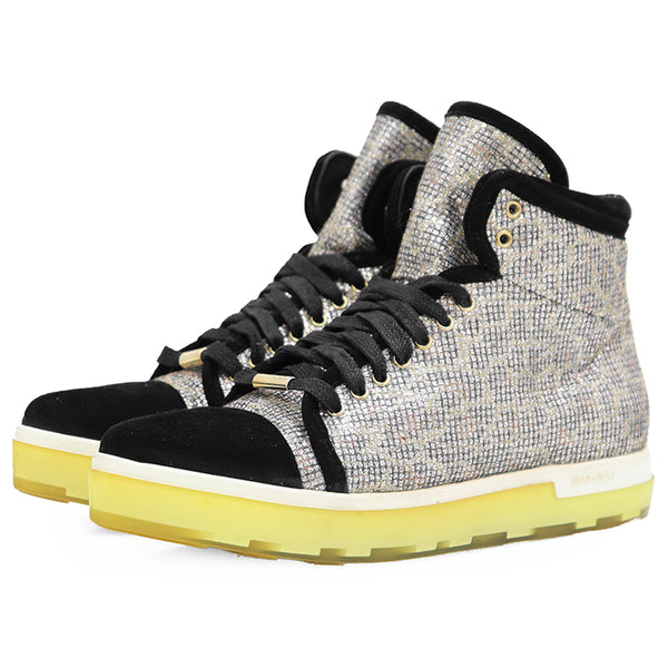 Jimmy Choo glitter suede high top sneakers