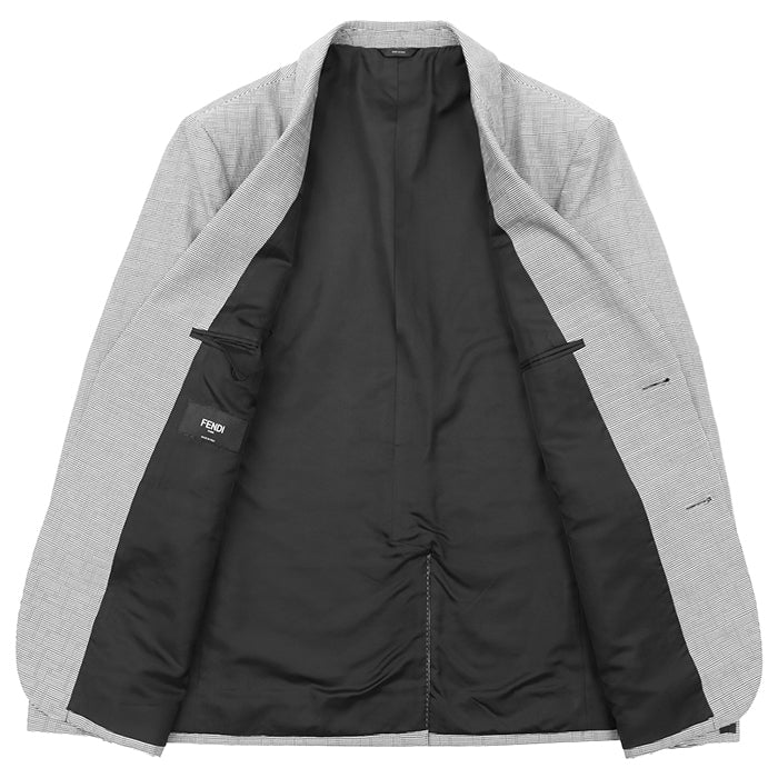FENDI ウール混紡ジャケット グレー/ホワイト Fendi Wool Blend Tailored Jacket – LuxUness