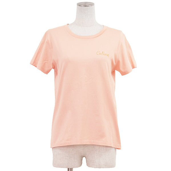 Celine Logo Script Embroidery Cotton Top