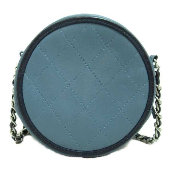 Quilted Leather Round Chain Crossbody Bag