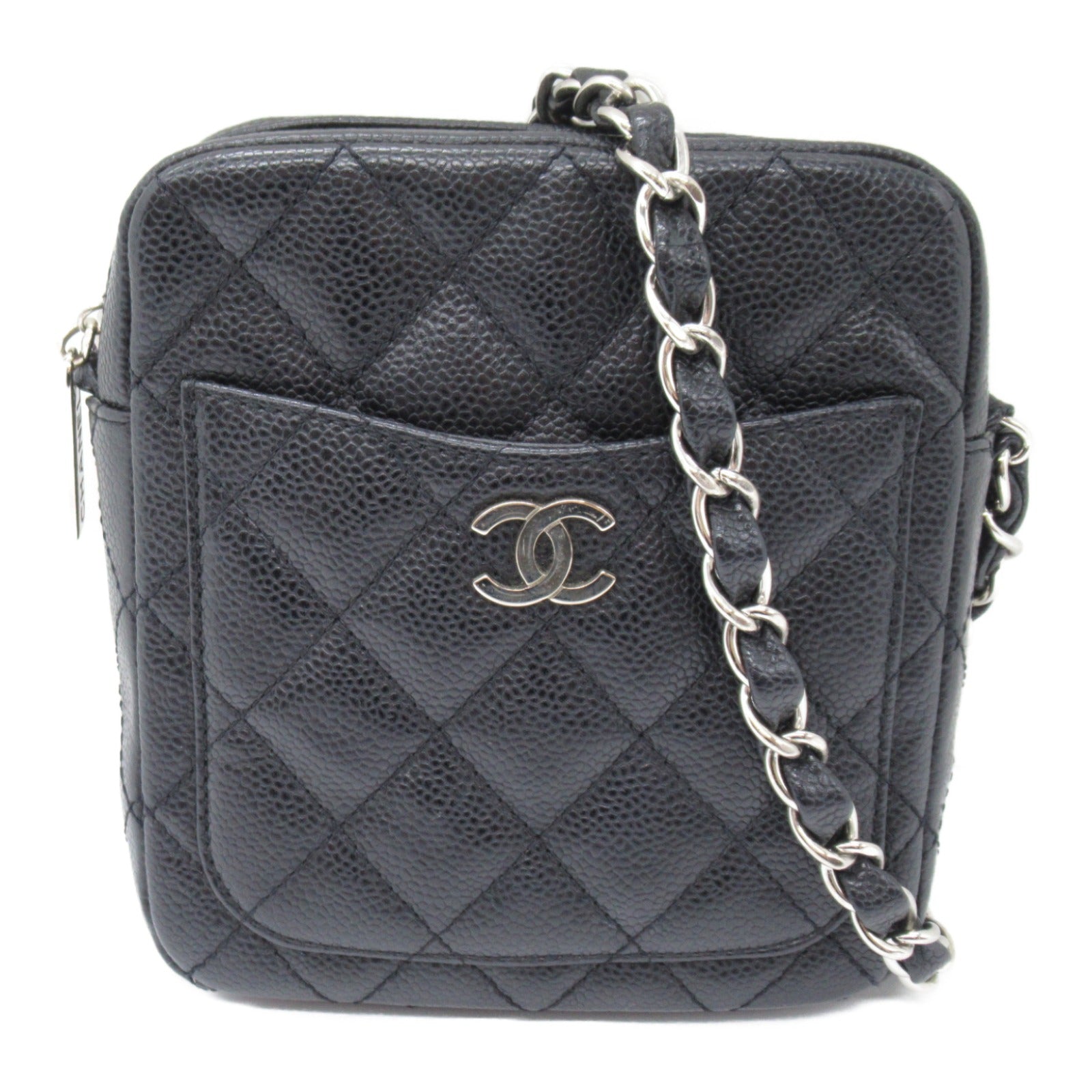 Chanel Quilted Caviar Chain Shoulder Bag Leather Shoulder Bag in Very Good Condition