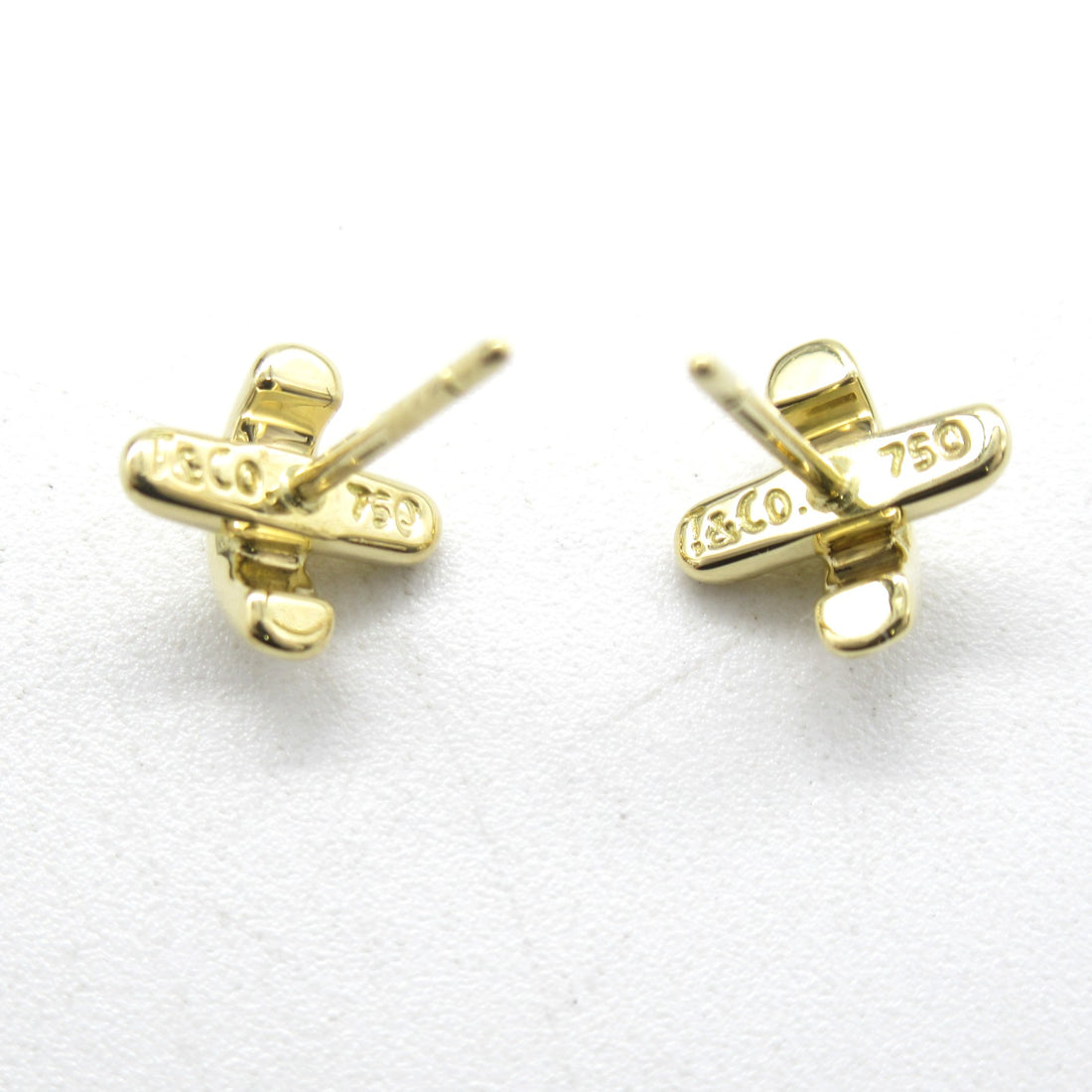 Tiffany & Co Cross Stitch Earrings K18 Gold