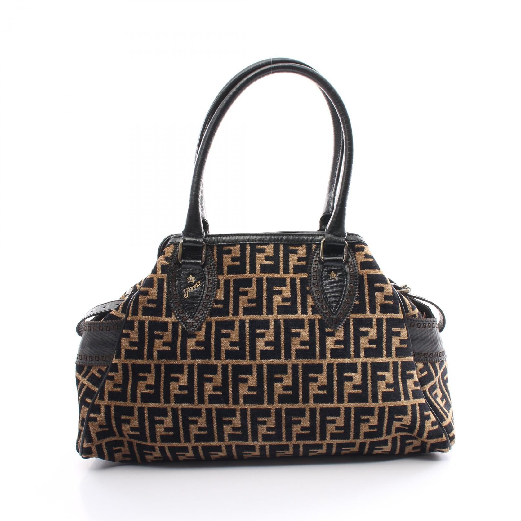 Fendi Zucca Leather Fabric Handbag WS5870