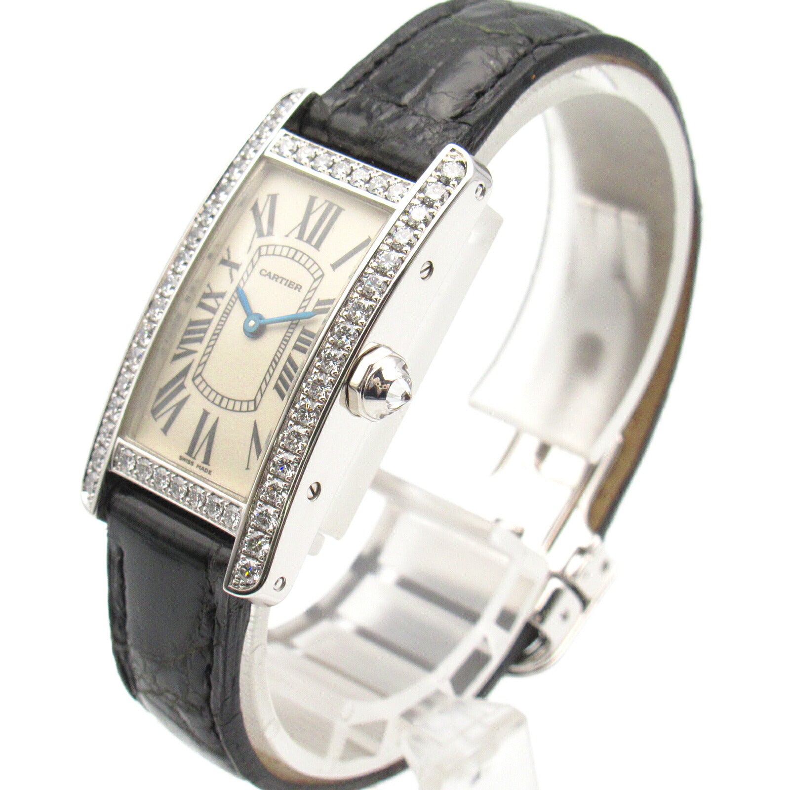 Cartier Tank Americaine SM Watch K18WG White Gold Leather