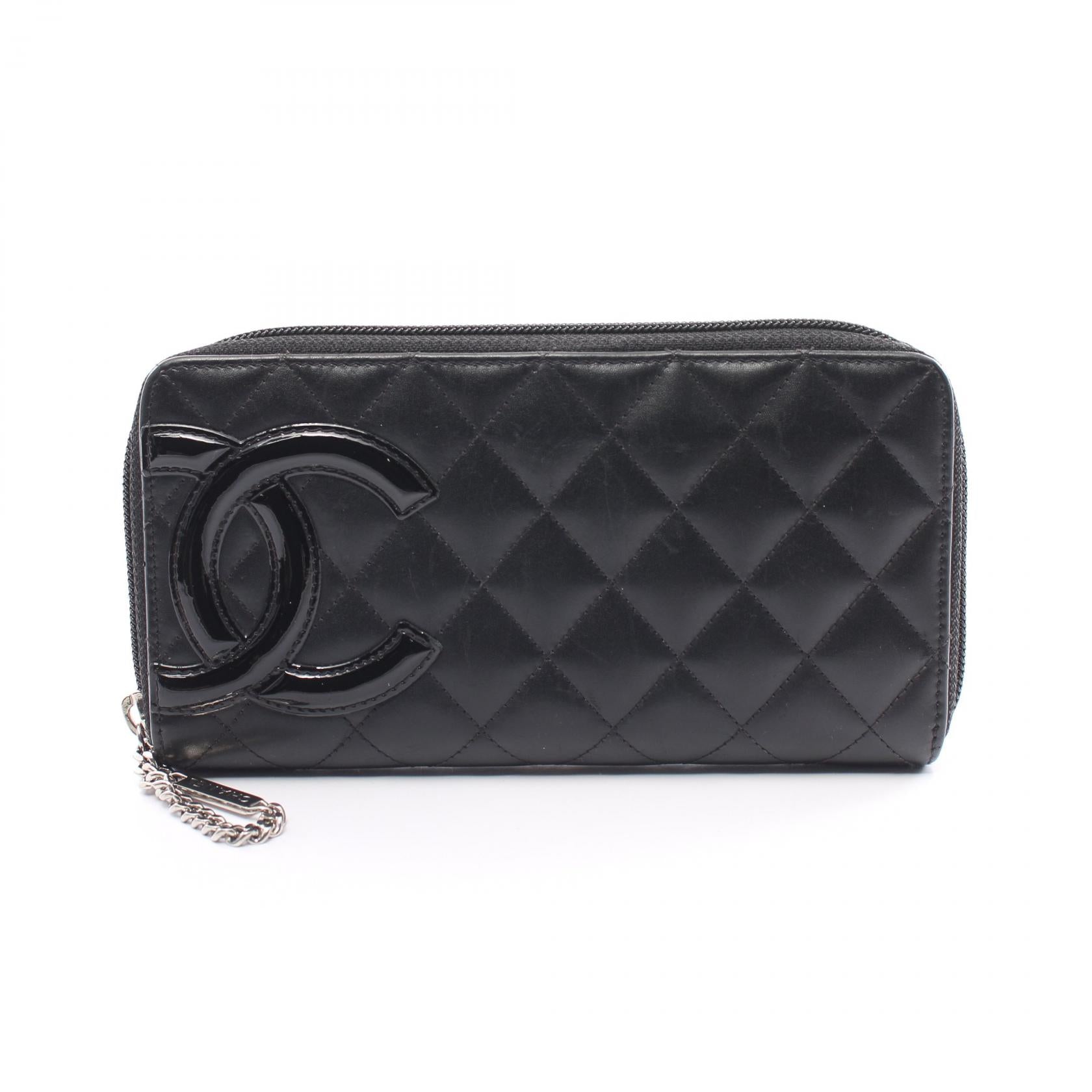 Chanel Cambon Line Round Zipper Long Wallet Leather Long Wallet A50078 in Very Good Condition