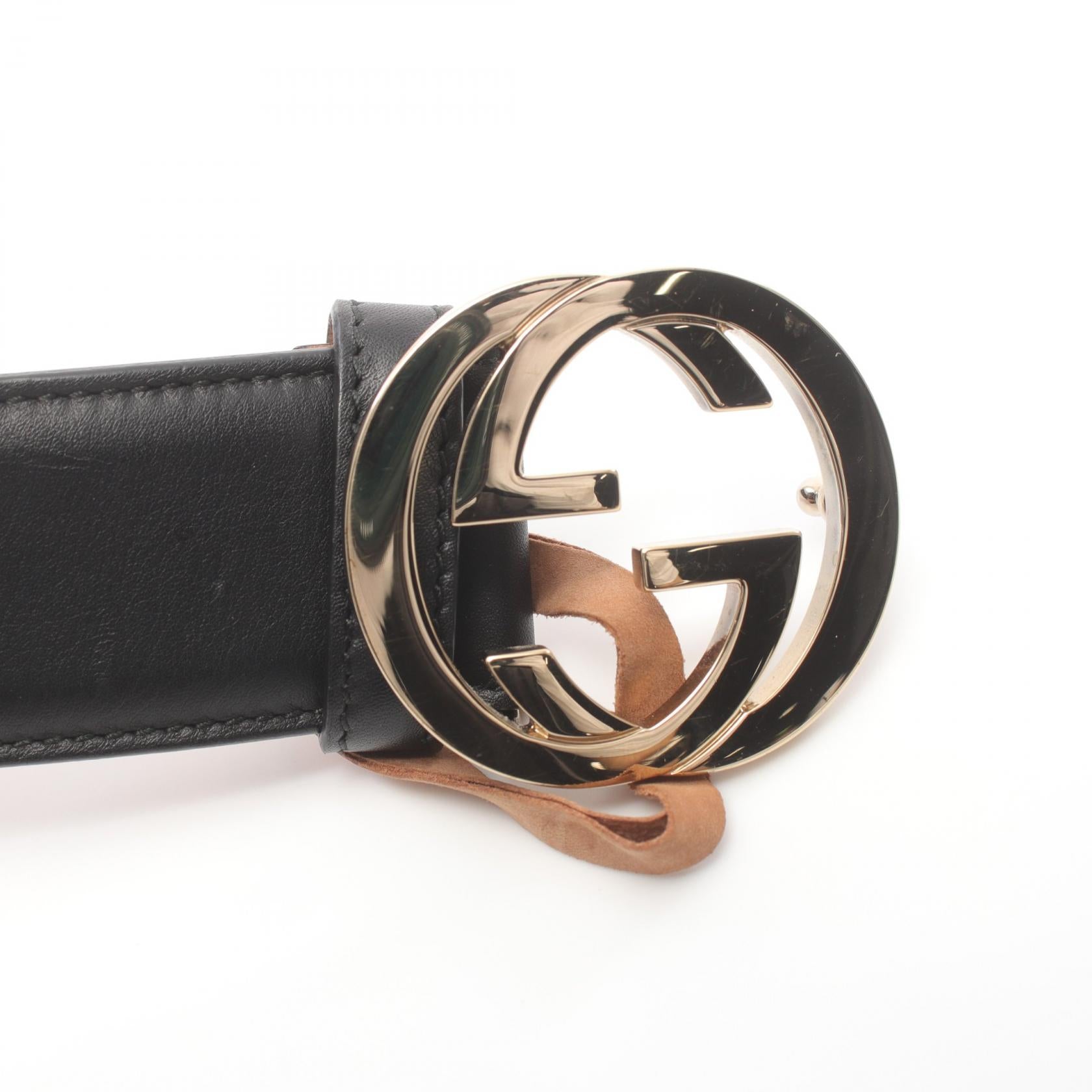 Gucci Interlocking G Buckle Belt  Leather Belt 370543 in Good Condition