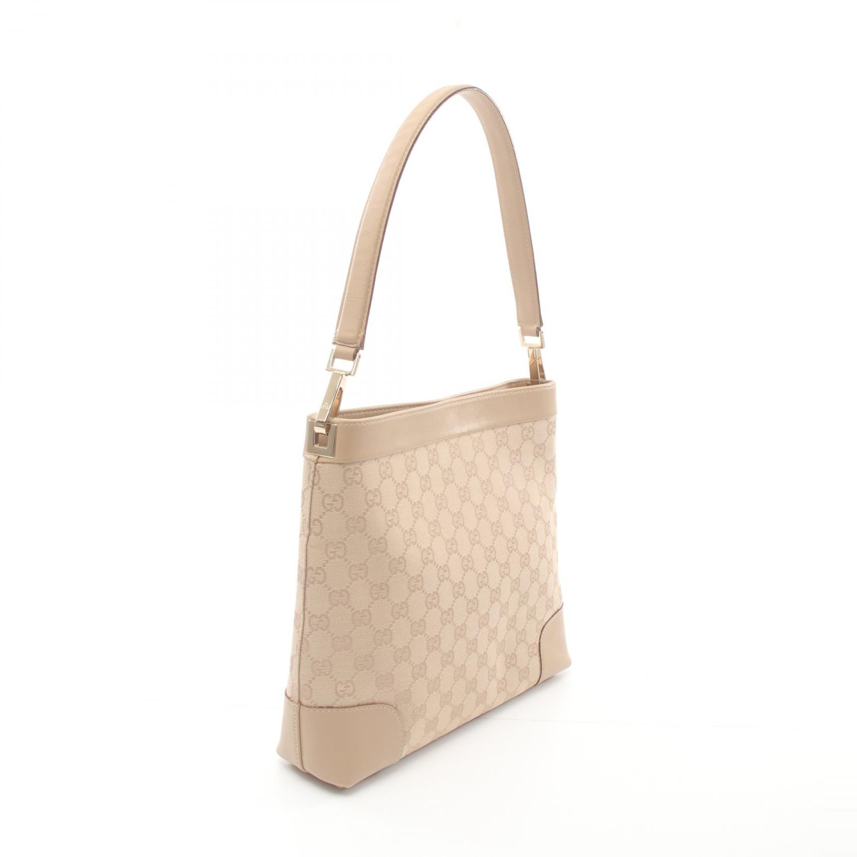 Gucci GG Canvas Leather Shoulder Bag Beige