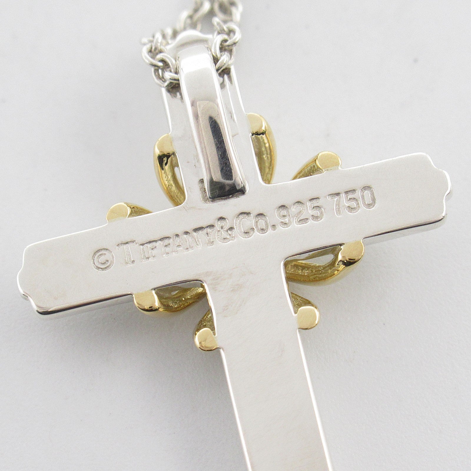 Tiffany & Co Silver 925 K18 Cross Necklace