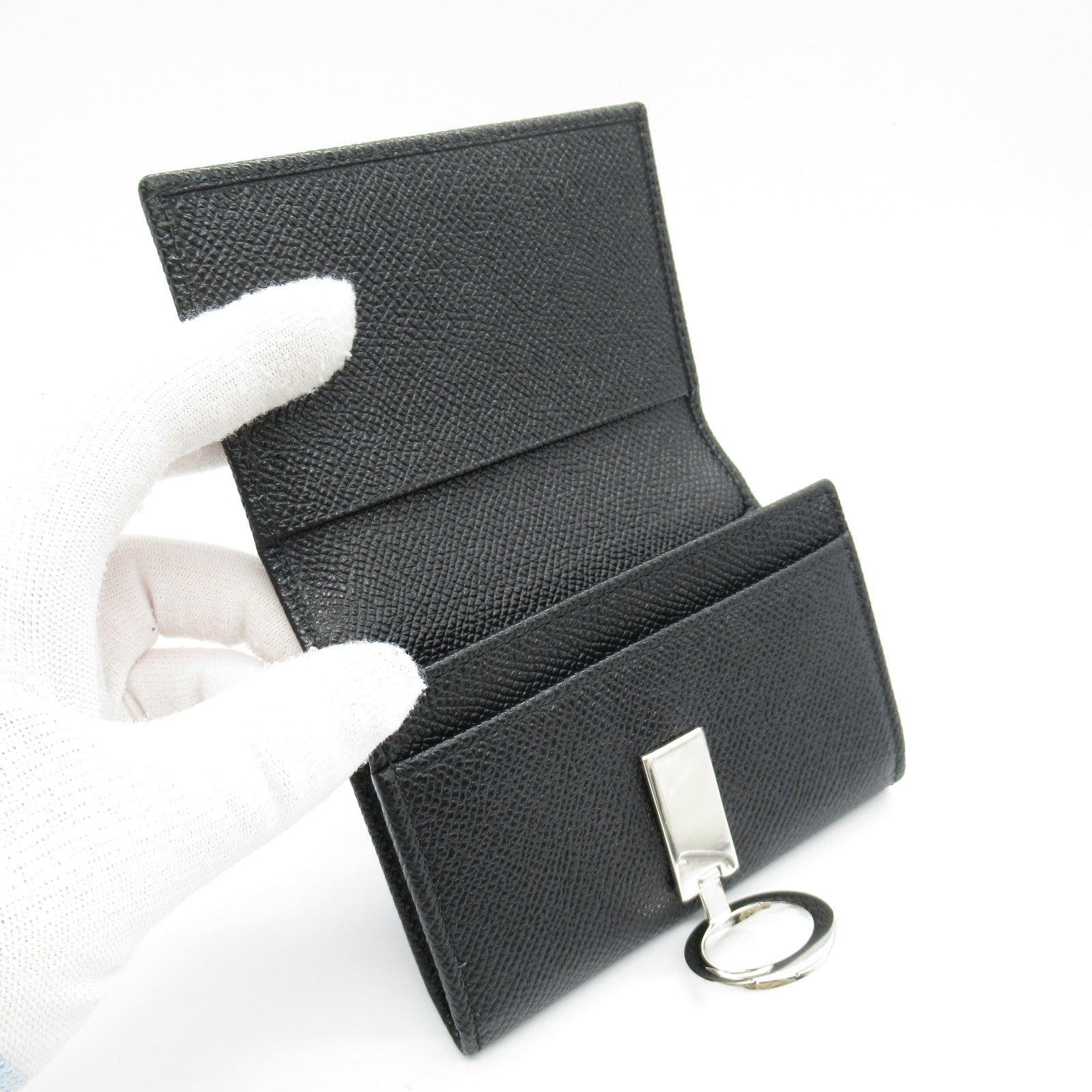 Bvlgari Leather Coin Purse Wallet Black