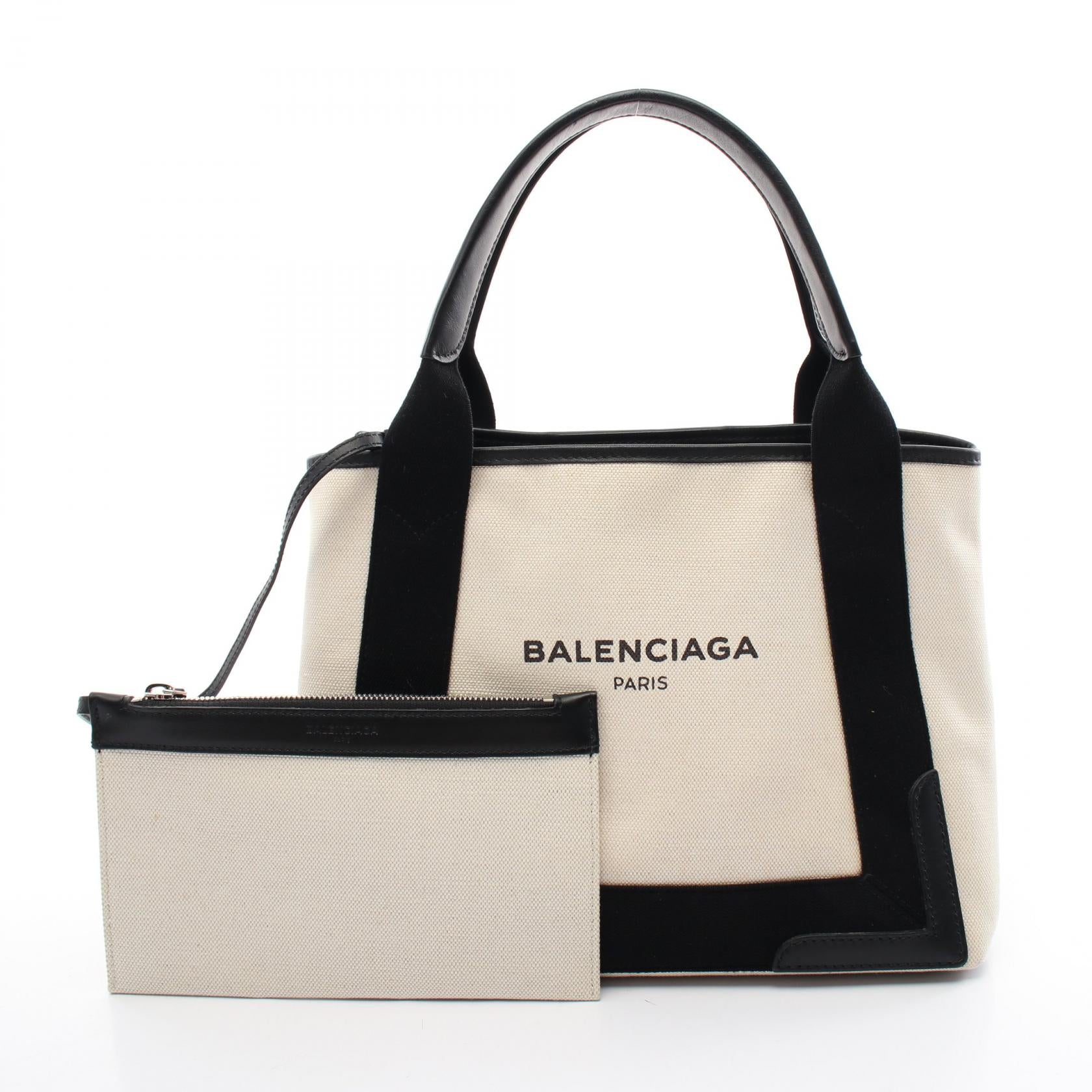 Balenciaga Canvas Leather Navy Cabas S Tote