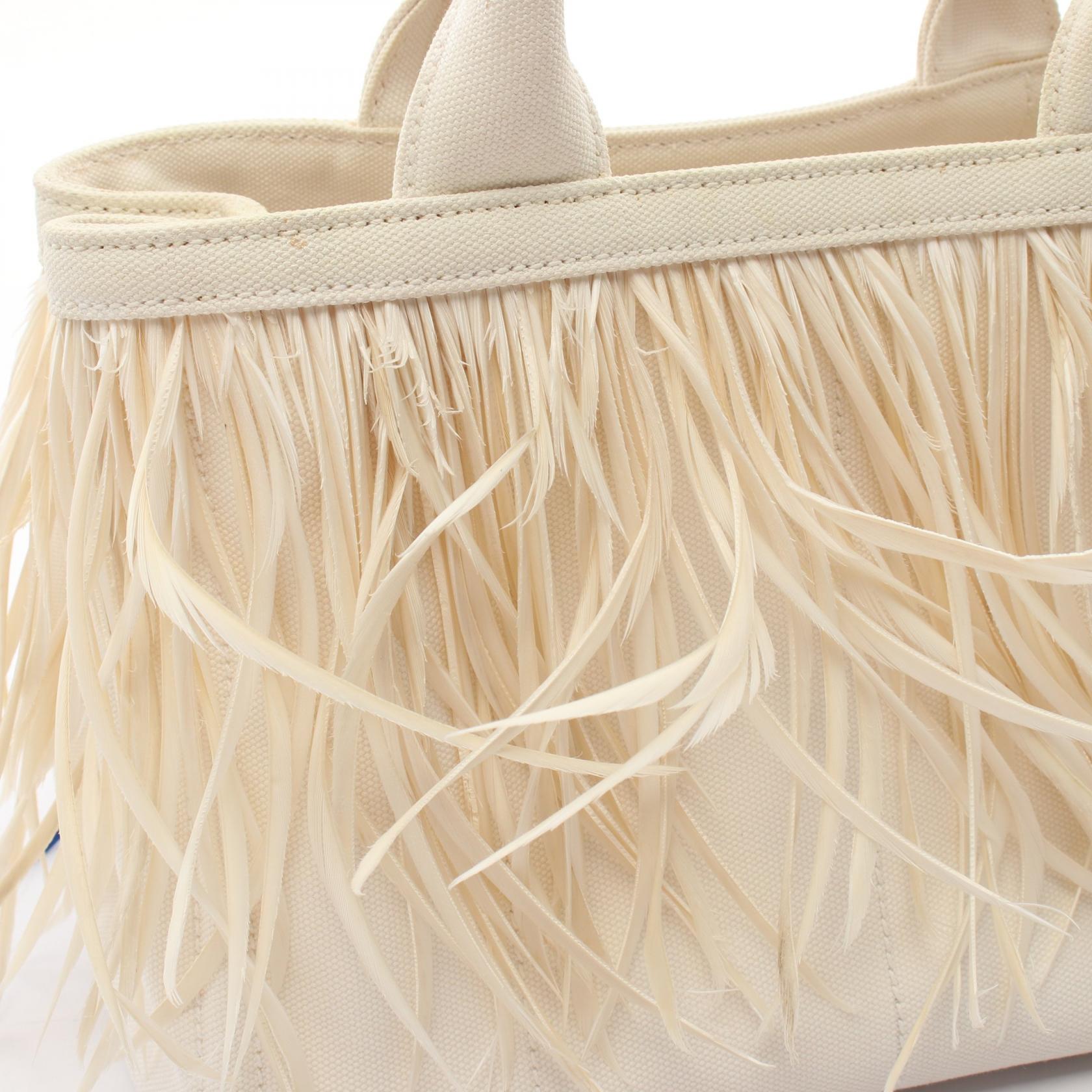 Prada CANAPA Feather Canvas Tote Bag 1BG439