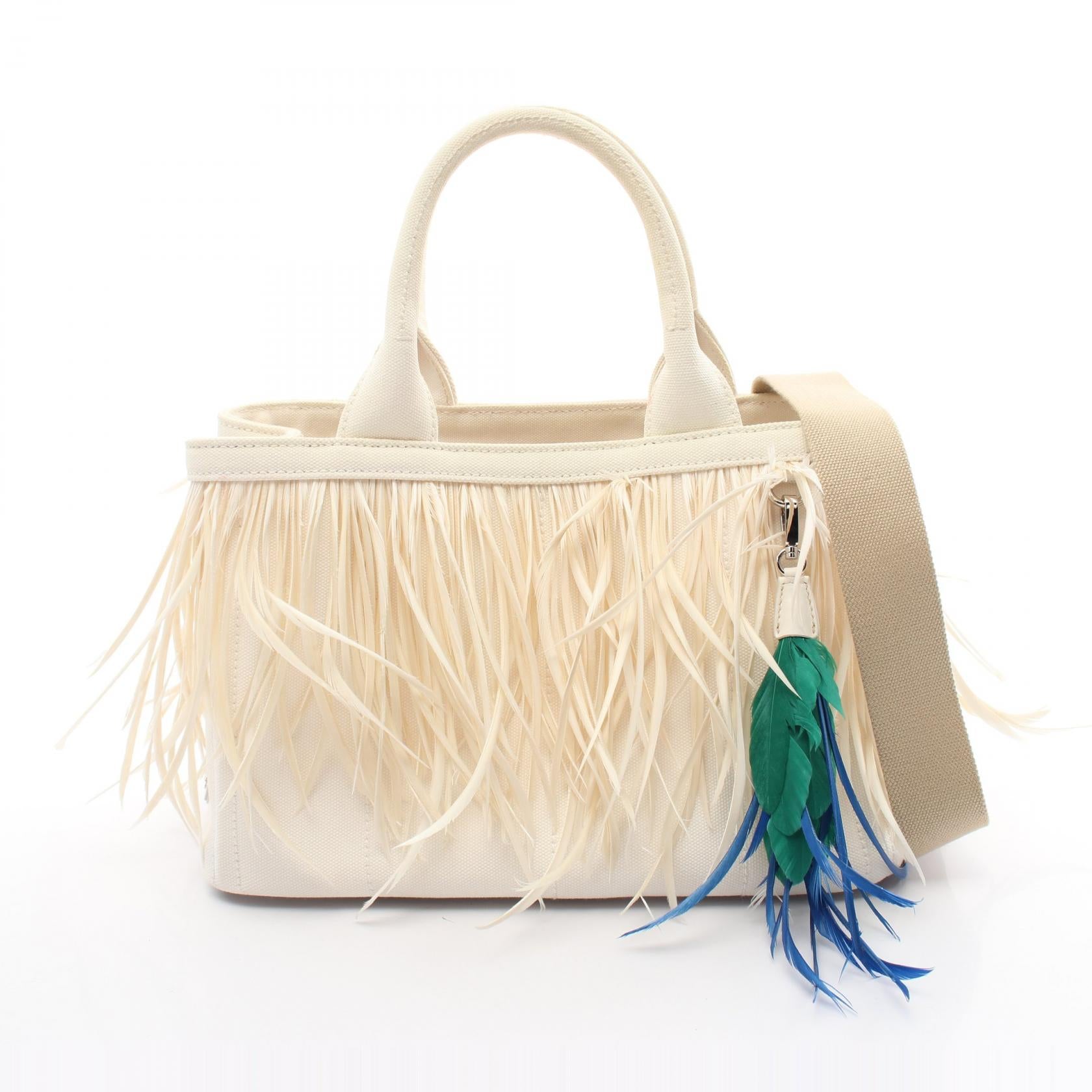 Prada CANAPA Feather Canvas Tote Bag 1BG439