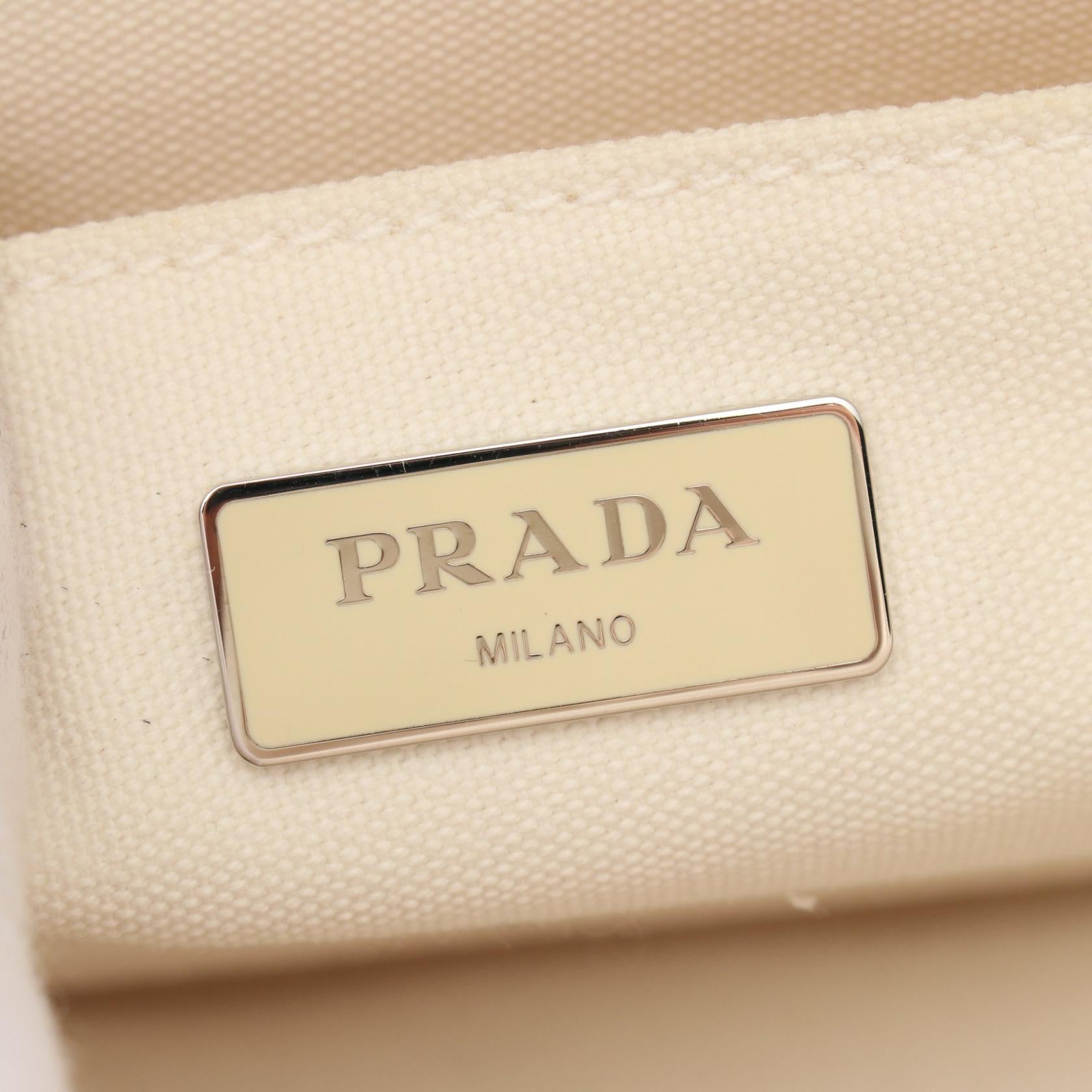 Prada CANAPA Feather Canvas Tote Bag 1BG439