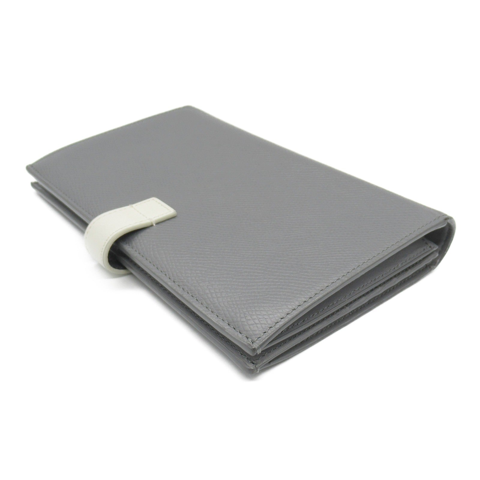 Celine Large Strap Bifold Wallet Gray Leather