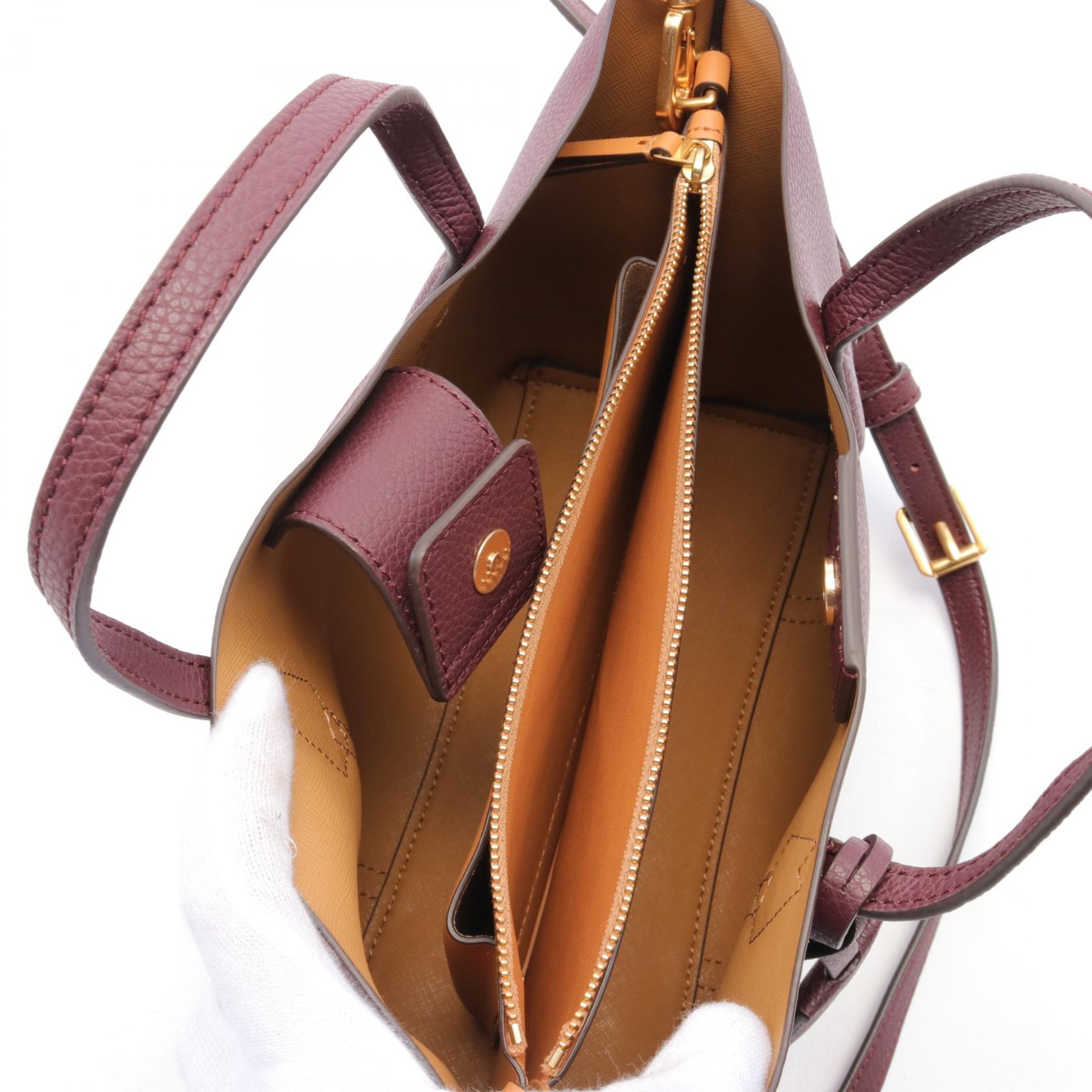 Tory Burch Leather Tote Bag Bordeaux